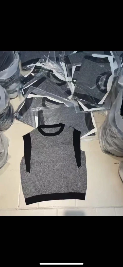 欧洲站欧货女夏季圆领无袖拼接休闲风毛针织衫时尚网红毛衣极简风