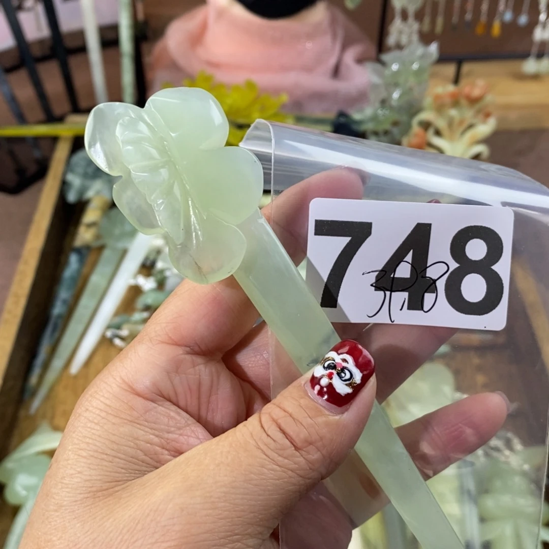 蛇纹石玉玉簪合金红*天