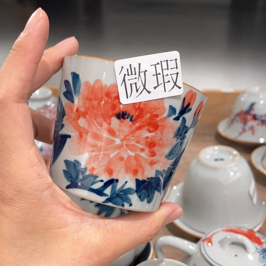 釉下手绘茶具微瑕
