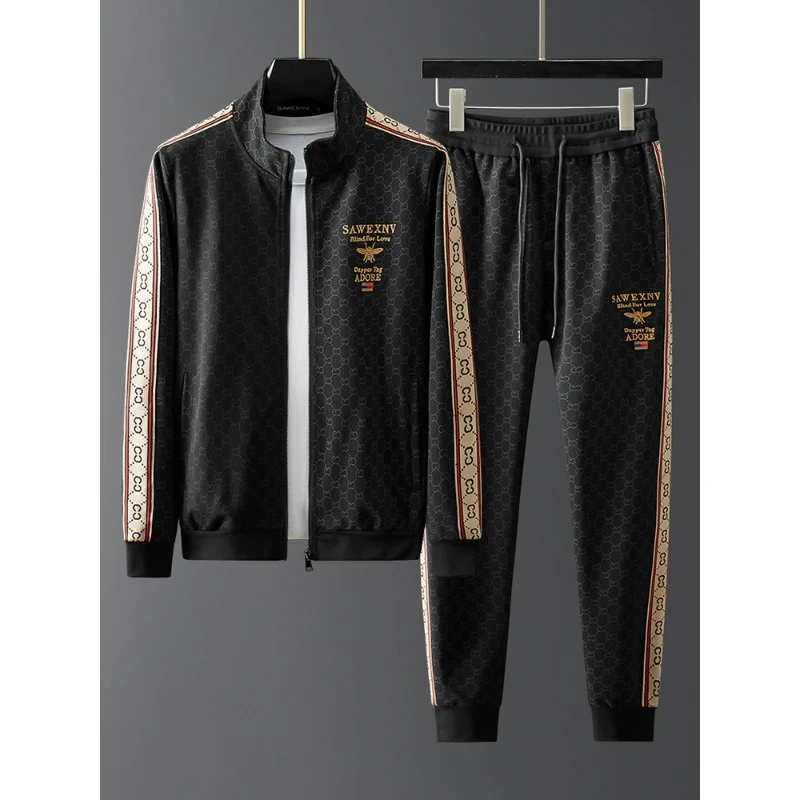 休闲运动套装男士秋季新款开衫卫衣百搭潮流帅气高级感时尚两件套