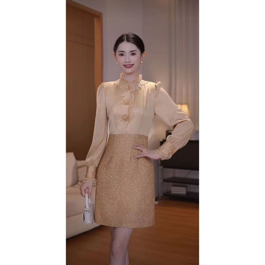 【少量现货】3099囯内设计师品牌女装气质收腰连衣裙