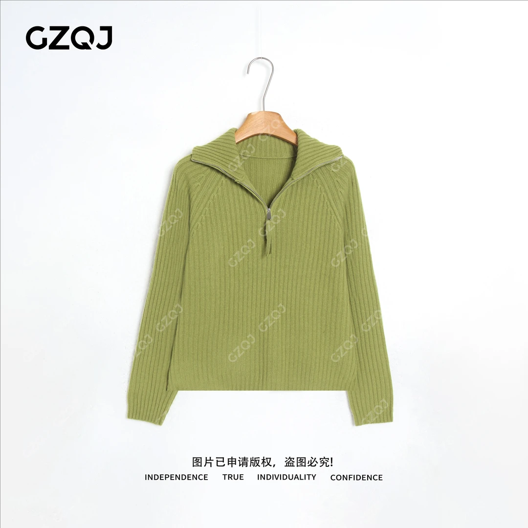 老琴私服【青柠】100羊毛休闲时尚百搭半高领针织毛衣女冬款 0821