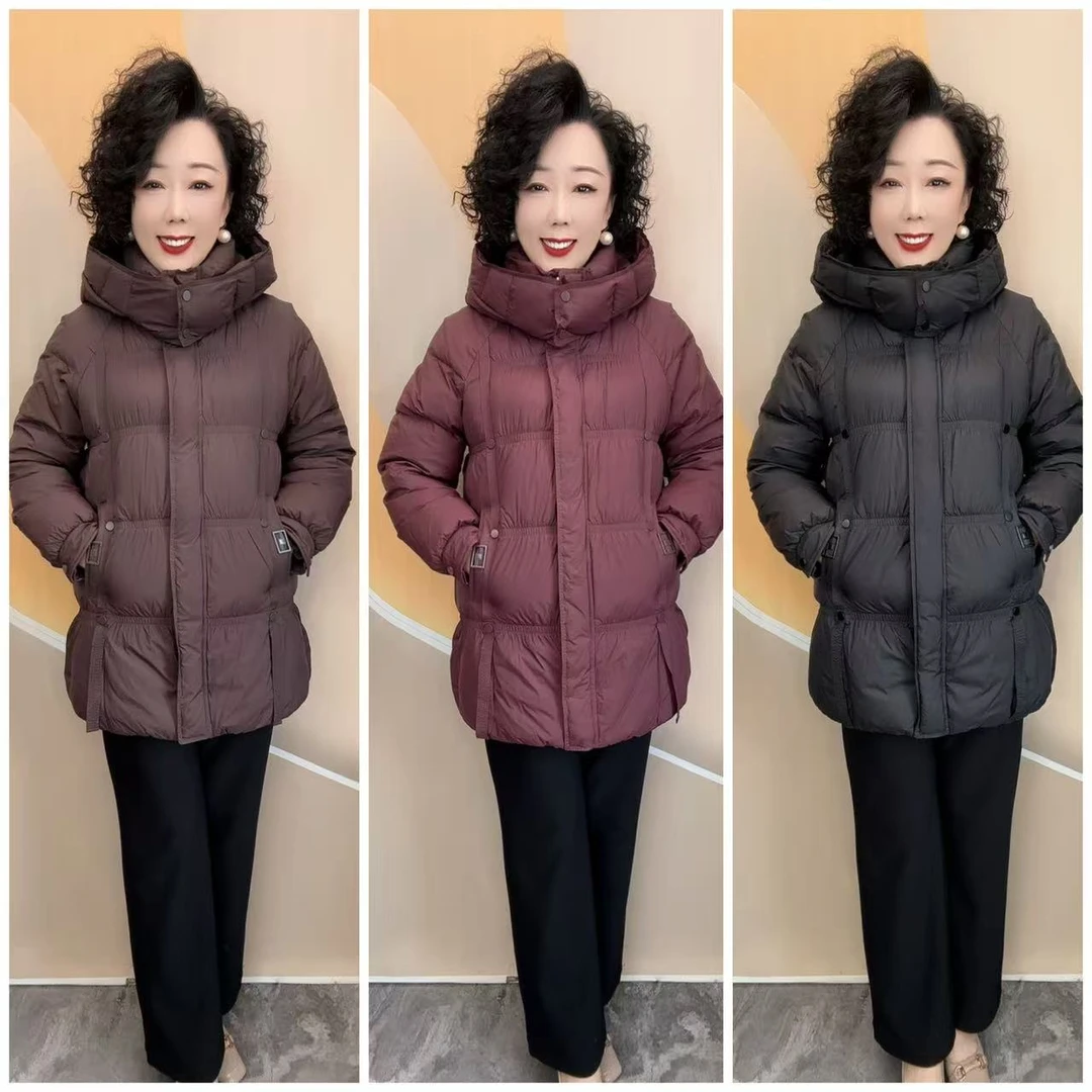 822冬优雅妈妈时尚宽松大码爆款中款羽绒服，80衣长