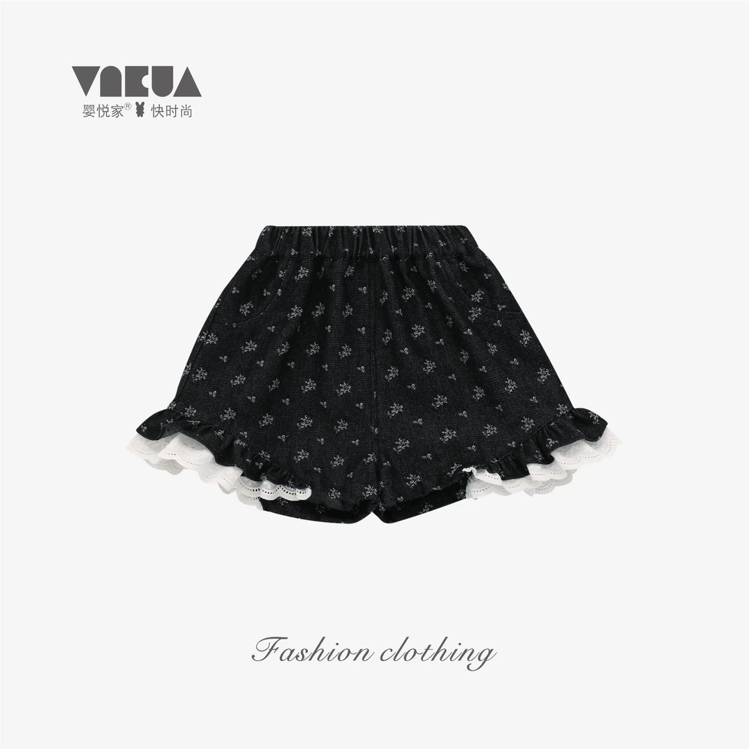 婴悦家时尚休闲女童夏季百搭洋气可爱甜甜女孩蕾丝花边短裤88550