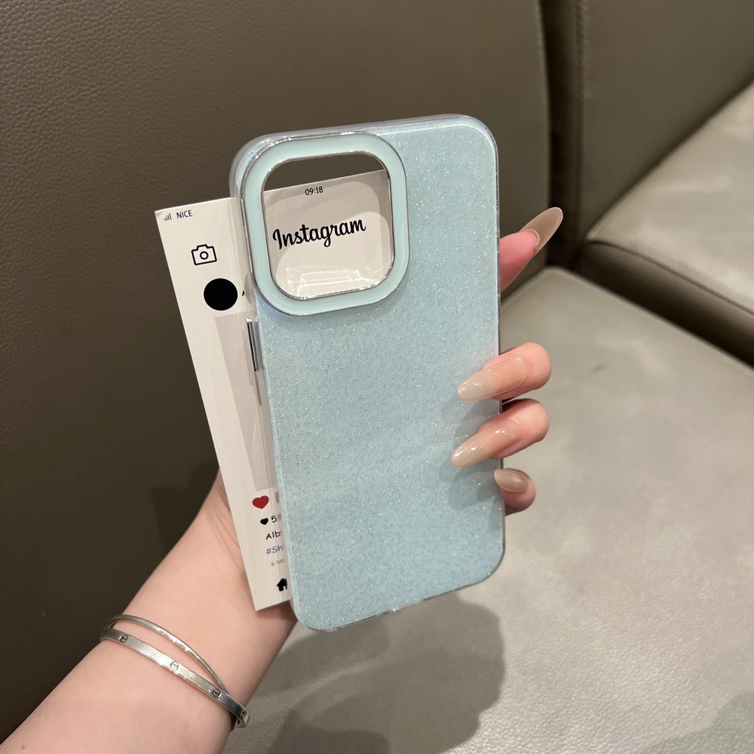 高级电镀镜框细闪二合一适用iPhone16Promax手机壳15简约14防摔16