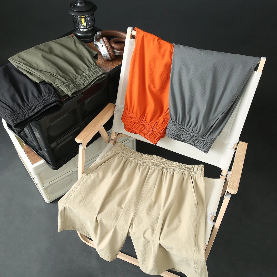 夏季新款轻薄透气纯色简约松紧腰五分裤情侣短裤国潮风爆款2411