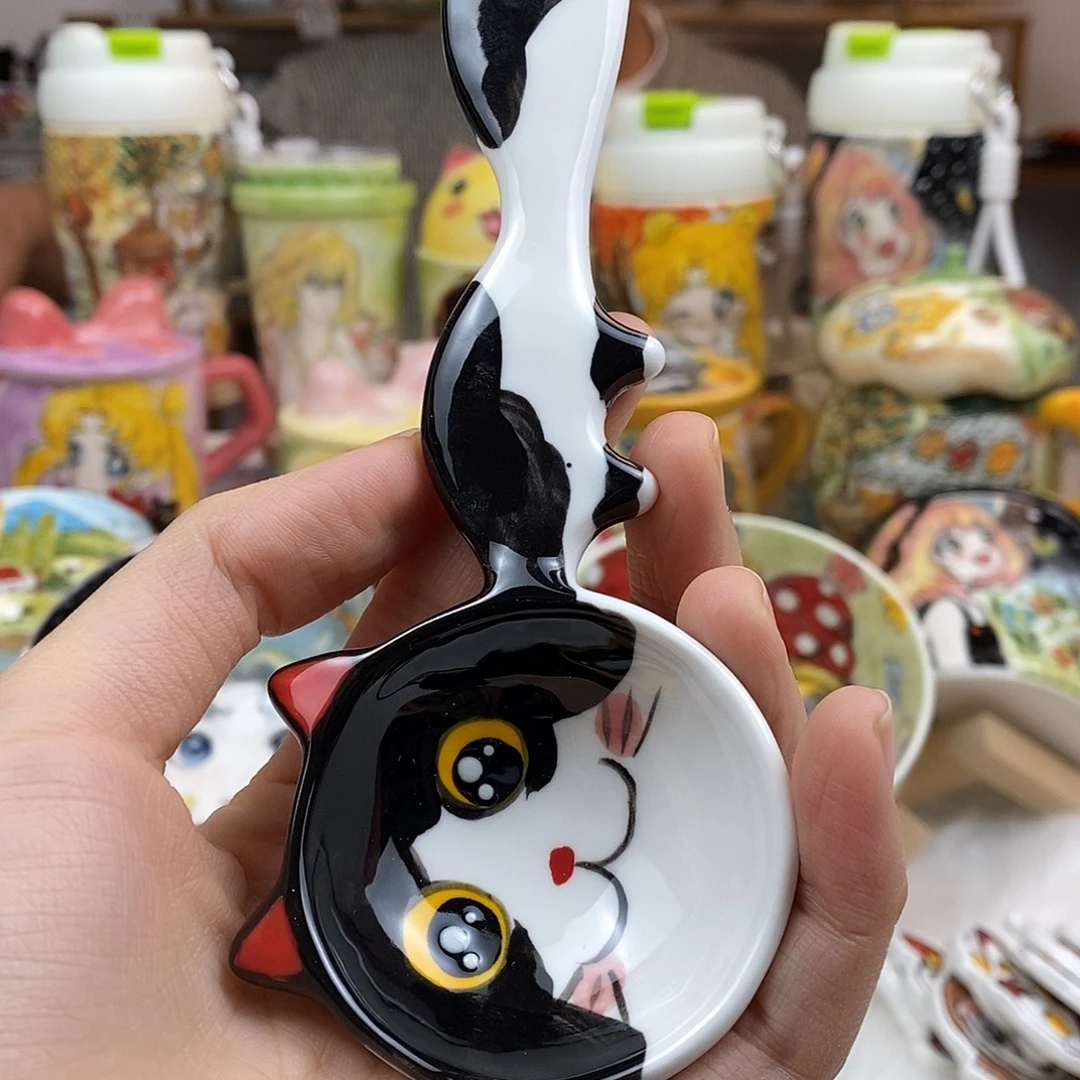 瓷片董董文创手绘陶瓷