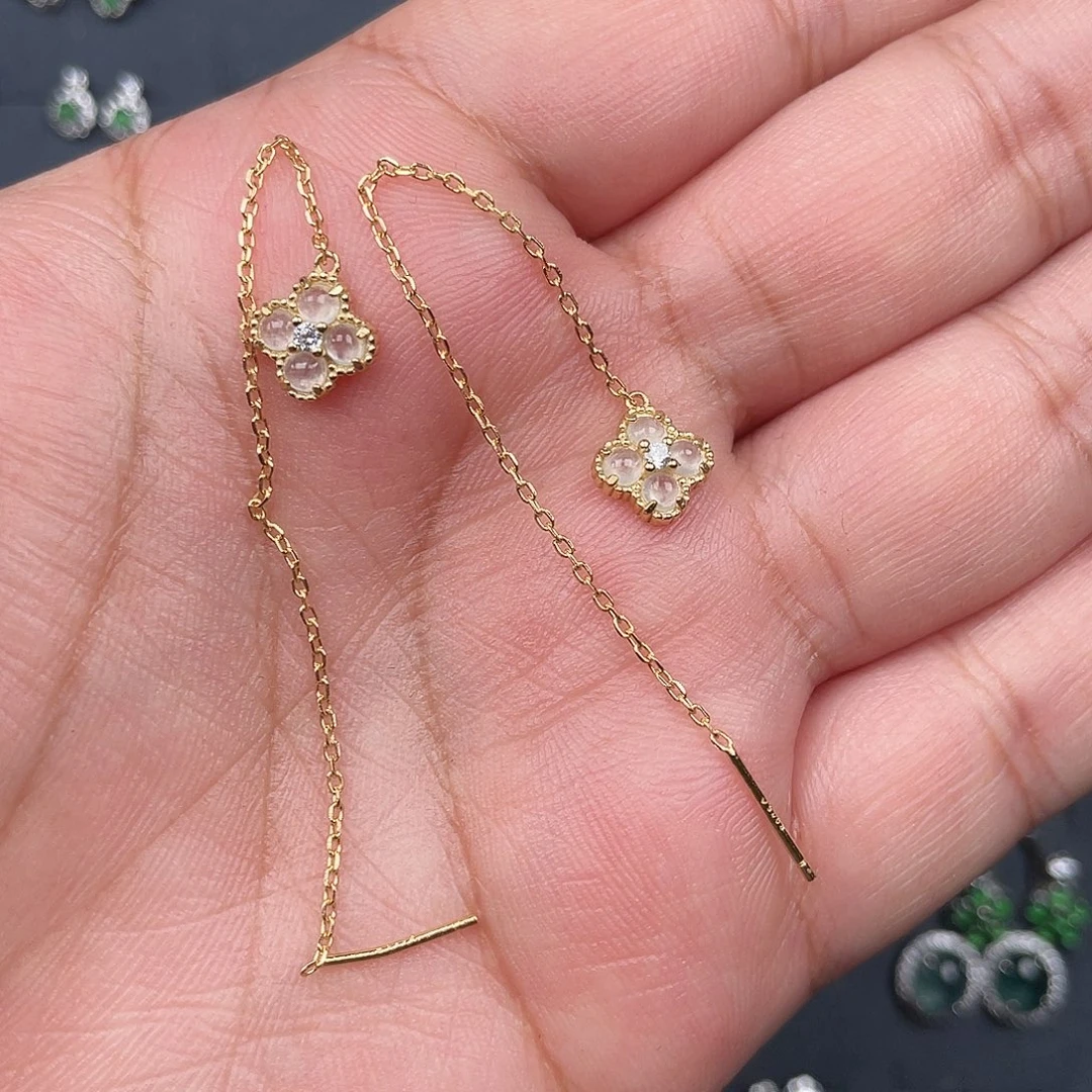 翡翠银S925镶嵌耳饰