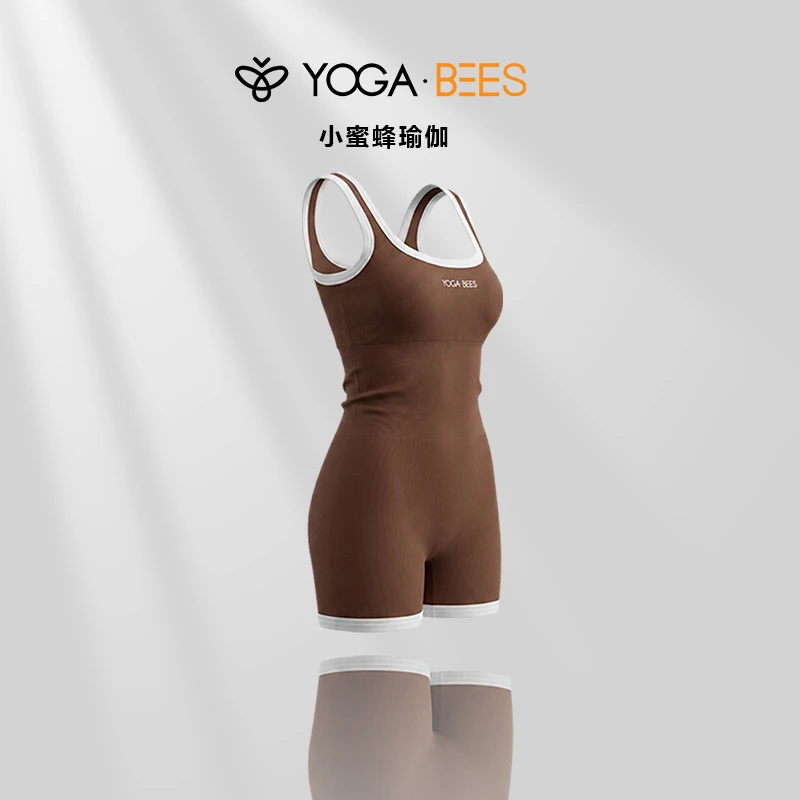 Yogabees小蜜蜂瑜伽无缝吊带连体健身衣女修身速干运动训练XH165