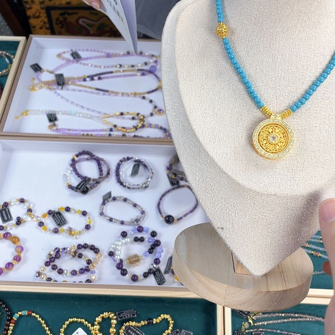 水晶手链银S925镀金镶嵌