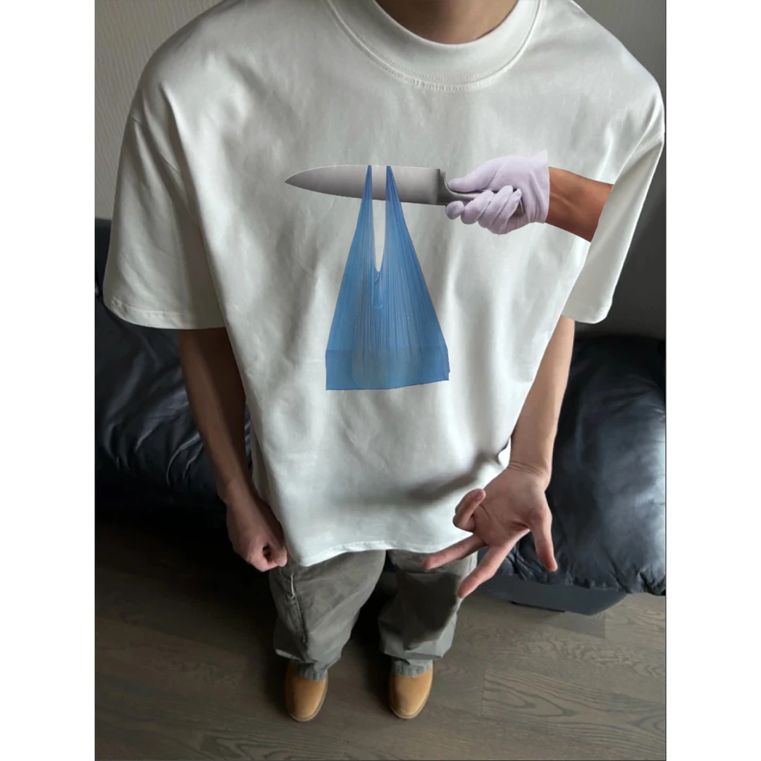 100%纯棉320克重磅街头男士美式户外夏季复古印花圆领运动休闲