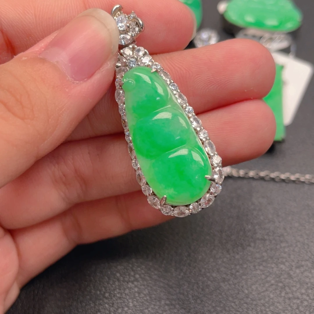 翡翠银S925镶嵌吊坠(不含链)