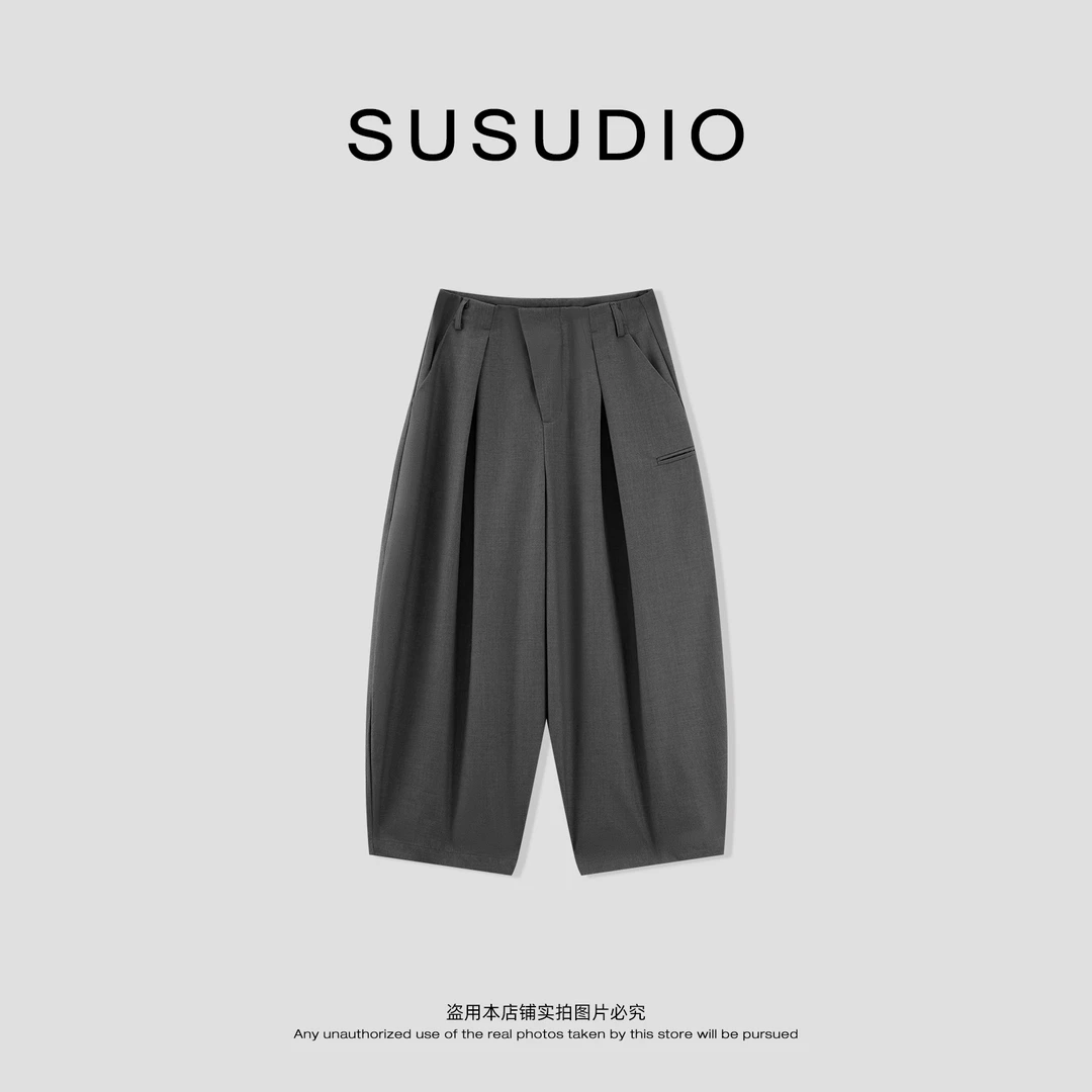 SUSUDIO 慵懒空气感 老钱风立体廓形压褶八分气球休闲裤 40644