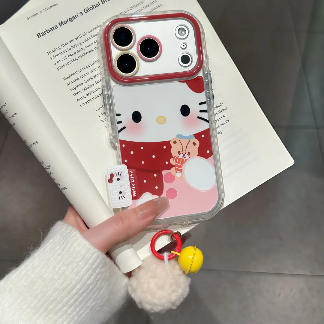 欧克里里红围巾KT毛球挂件适用苹果17/16手机壳华为vivoppo小米15