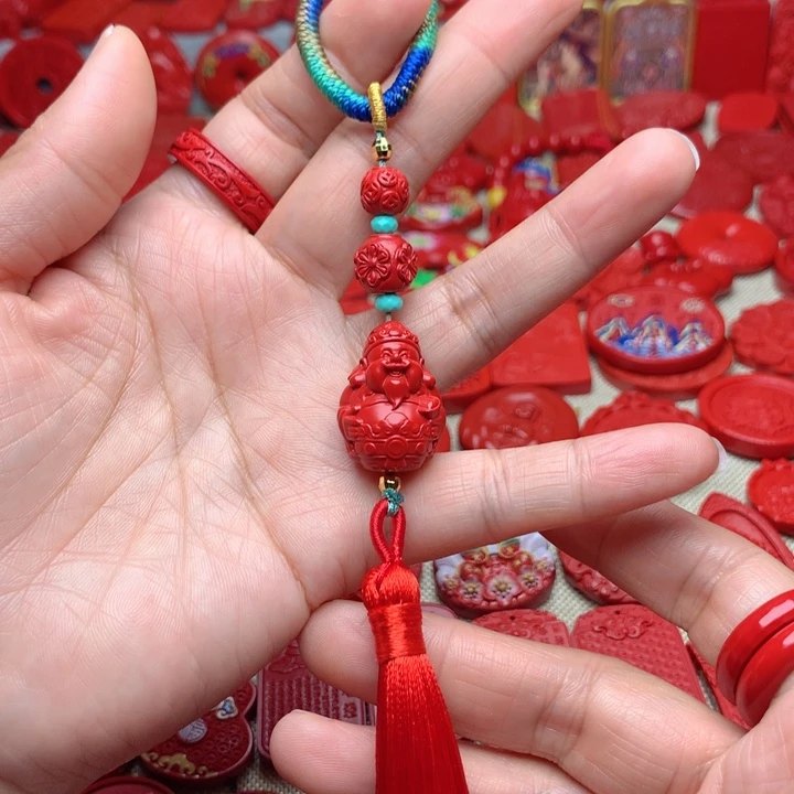 天然辰砂工艺品朱砂钥匙扣包包挂