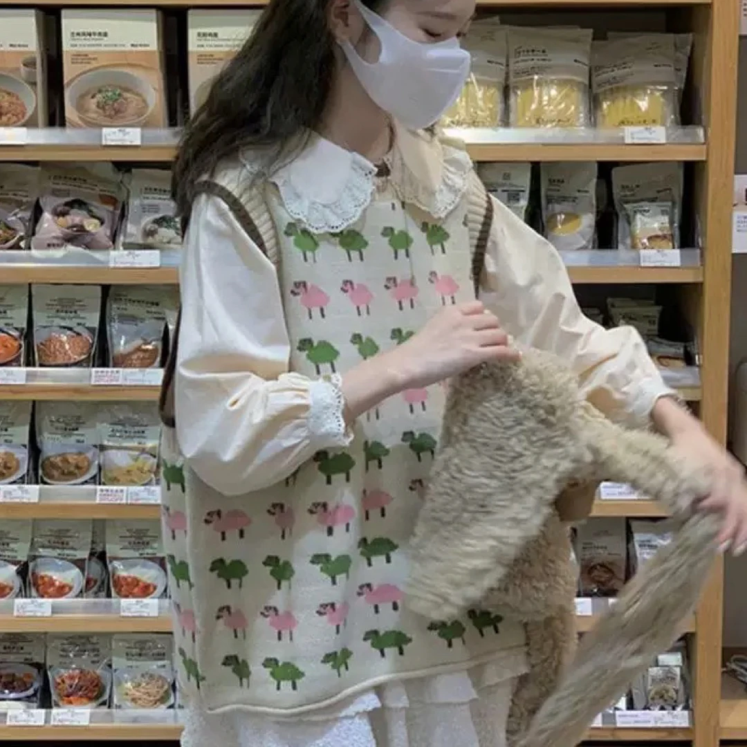 小羊欧货重工针织衫女2025新款洋气毛衣背心女士叠穿马甲上衣潮