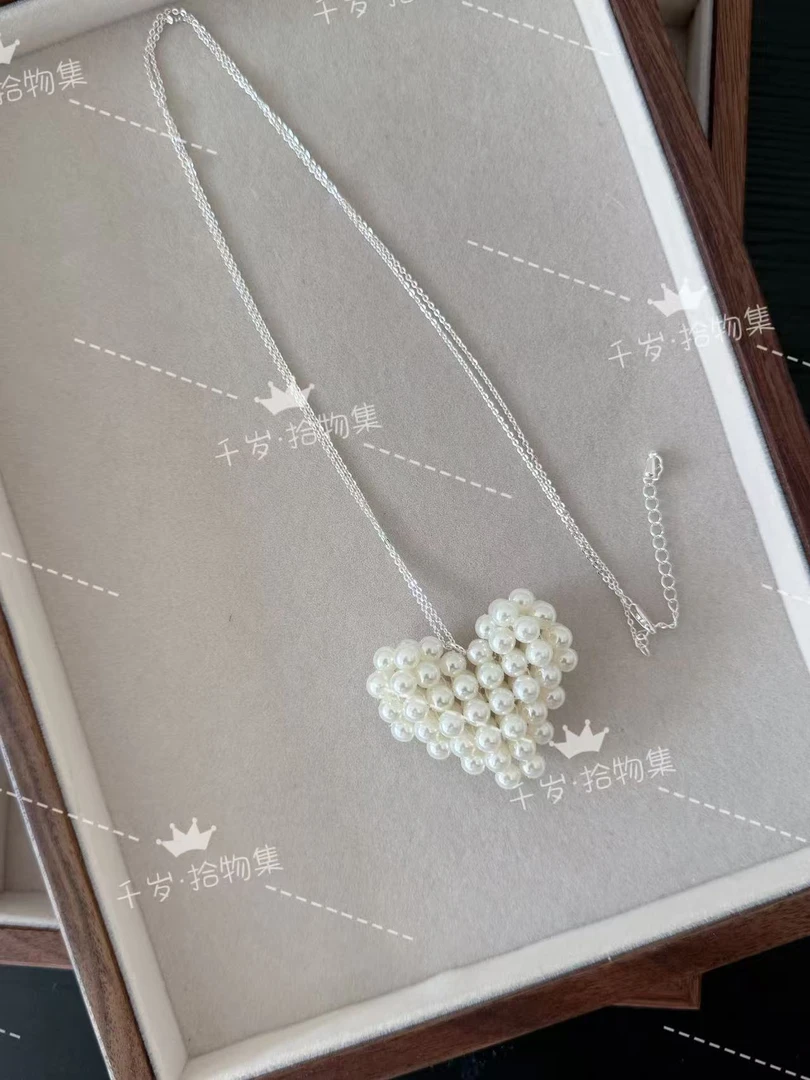 铜合金项链 爱心串珠长款项链毛衣链（105）