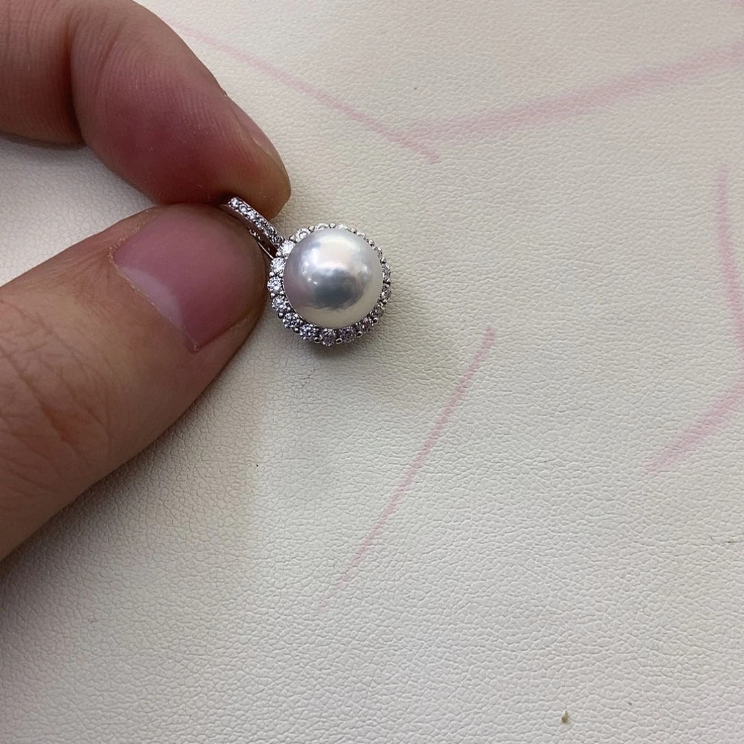 吊坠(不含链)银S925镶嵌淡水珍珠
