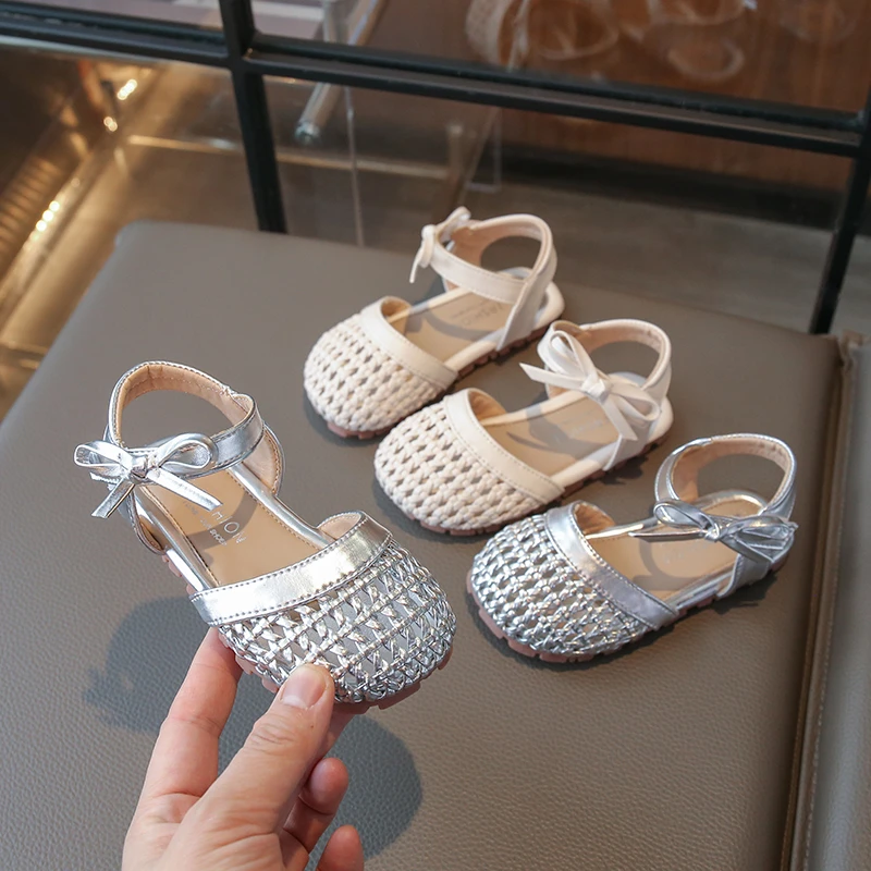 22-31码女童包头编织凉鞋夏季新款儿童时尚镂空公主鞋沙滩鞋2590