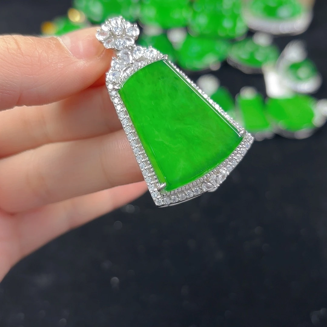 翡翠银S925镶嵌吊坠(不含链)