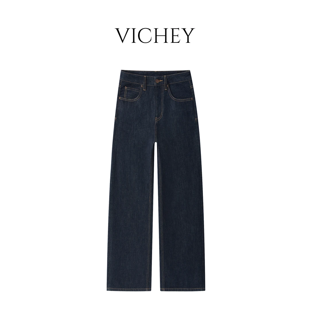 VICHEY [秋实]秋季经典款赤耳原丹宁显瘦窄版直筒裤阔腿裤-3929