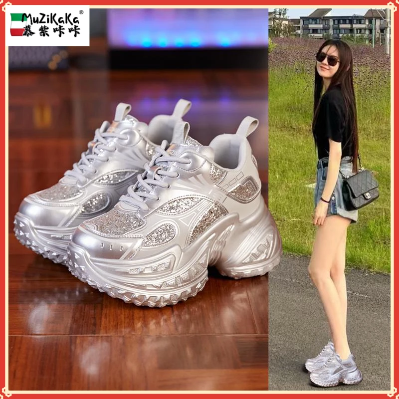 意大利MZKK内增高老爹鞋女2025春秋季新款真皮百搭厚底松糕休闲运