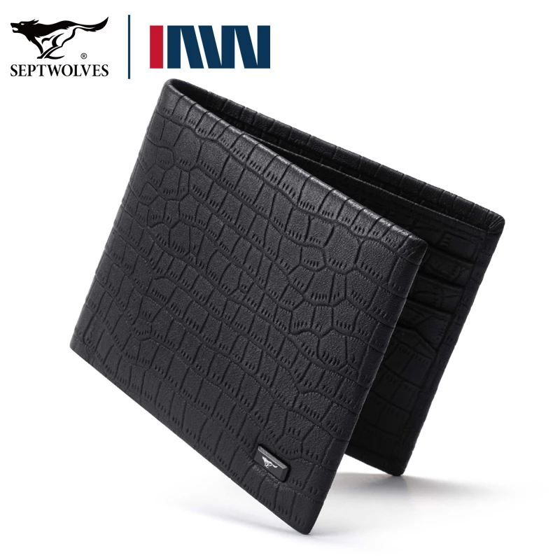 七匹狼羊皮男士钱包短款真皮多功能新款正品高档男款钱夹证件卡包