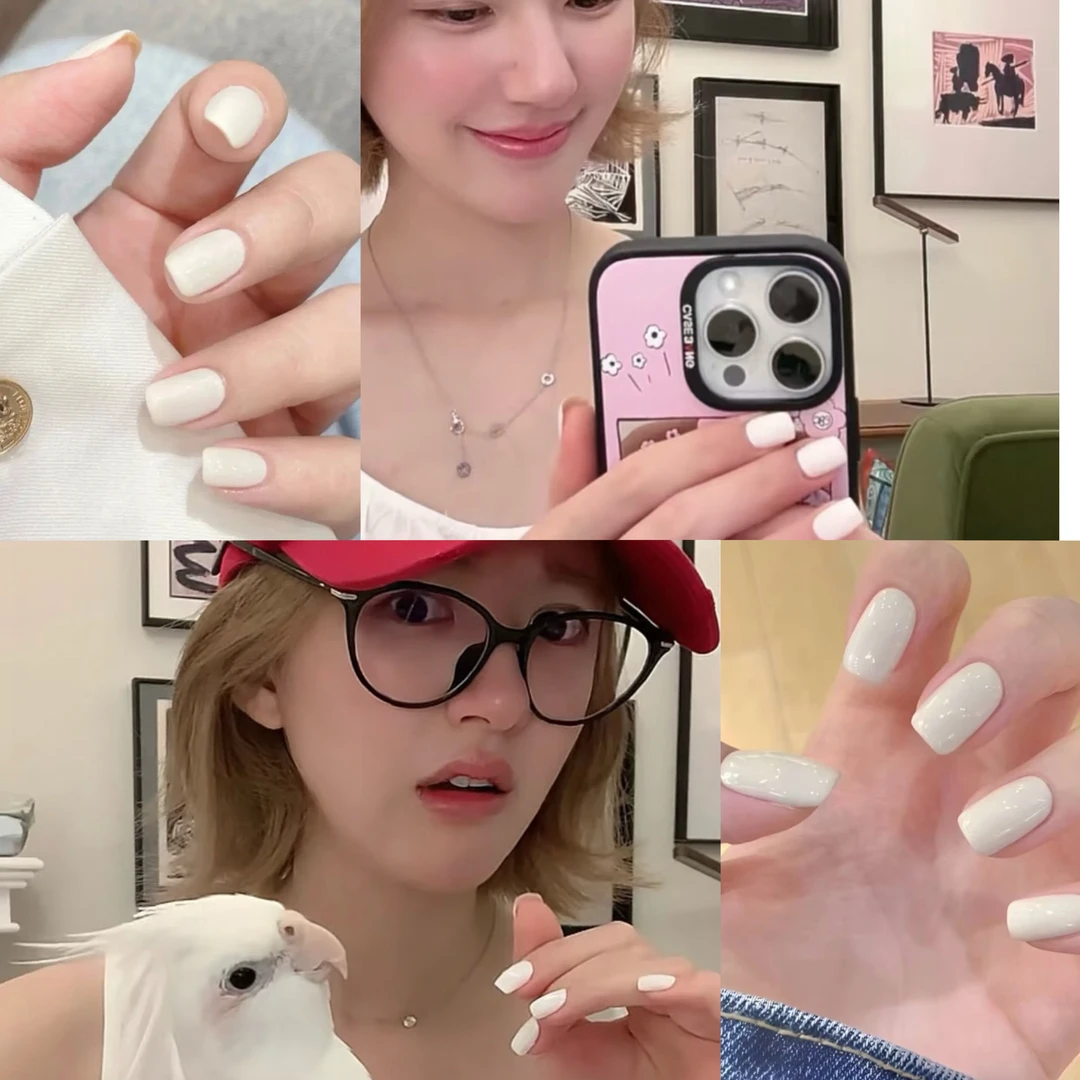 【白桃奶霜】露思同款穿戴甲法式奢纯欲风美甲辣妹