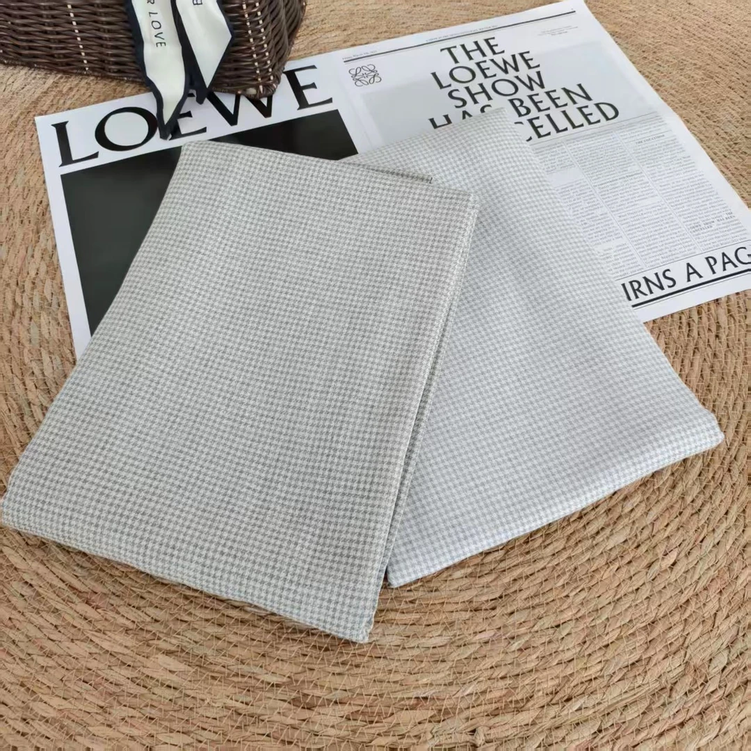 色织雨露千鸟格：汉麻雨露精梳21支轻奢高级经典款毯子床单