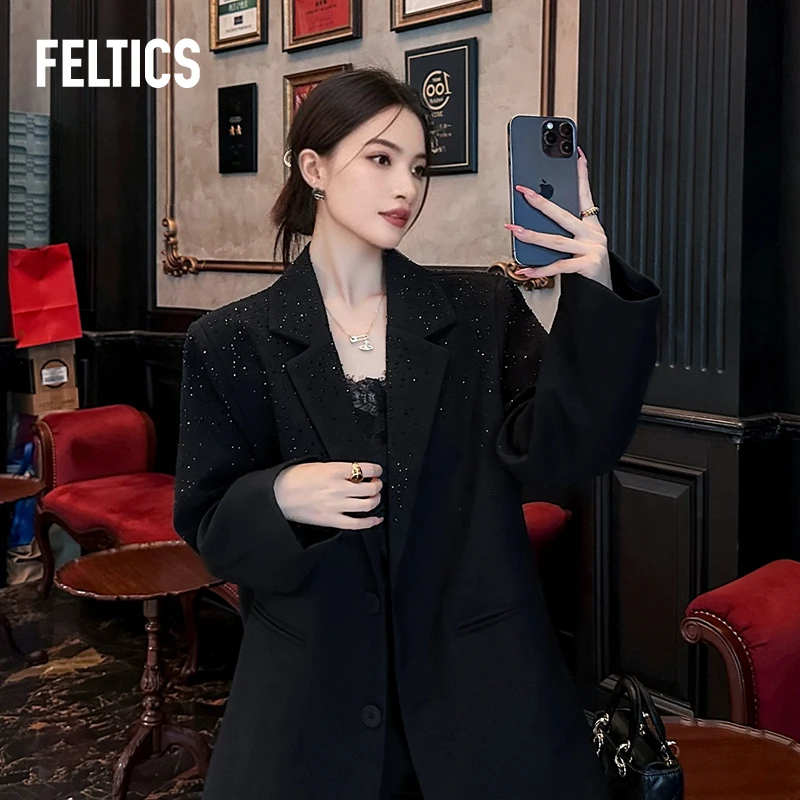 【海豚惊喜社】FELTICS烫钻设计师款西装外套F51FXF003