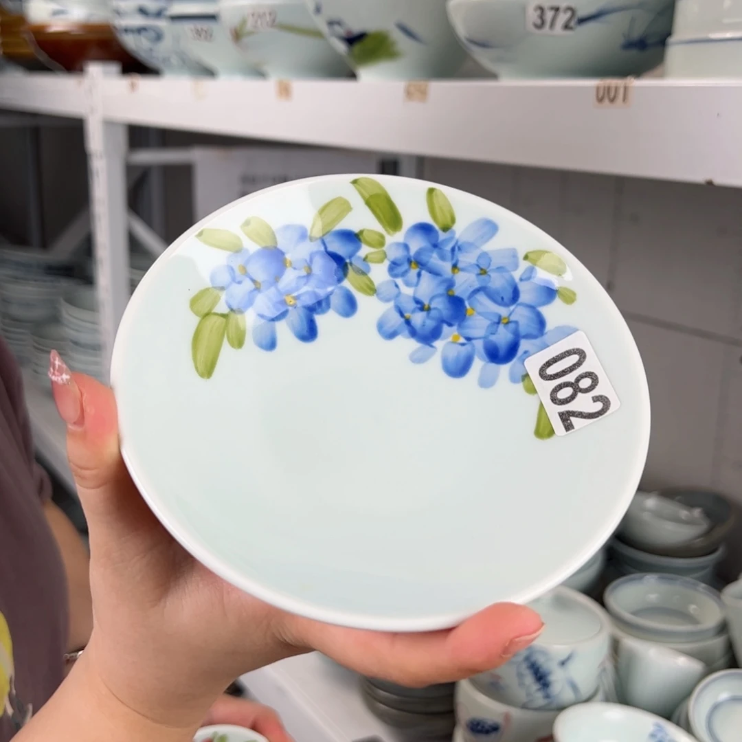 中瑕手绘6寸玉兰盘（单只装随机图案）