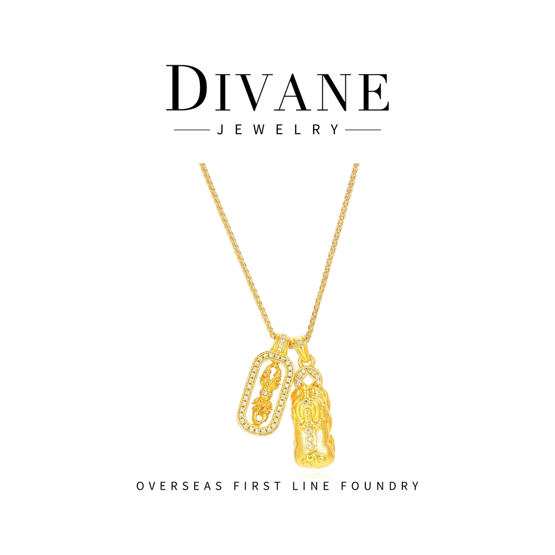 新中式重工双吊坠项链 G0477