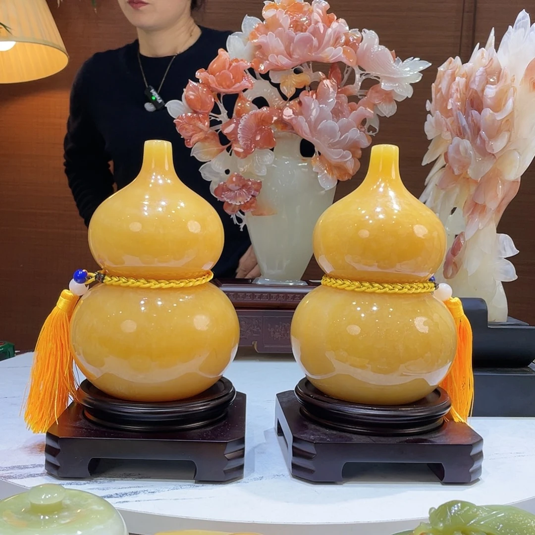 玉精品天然玉石葫芦摆件