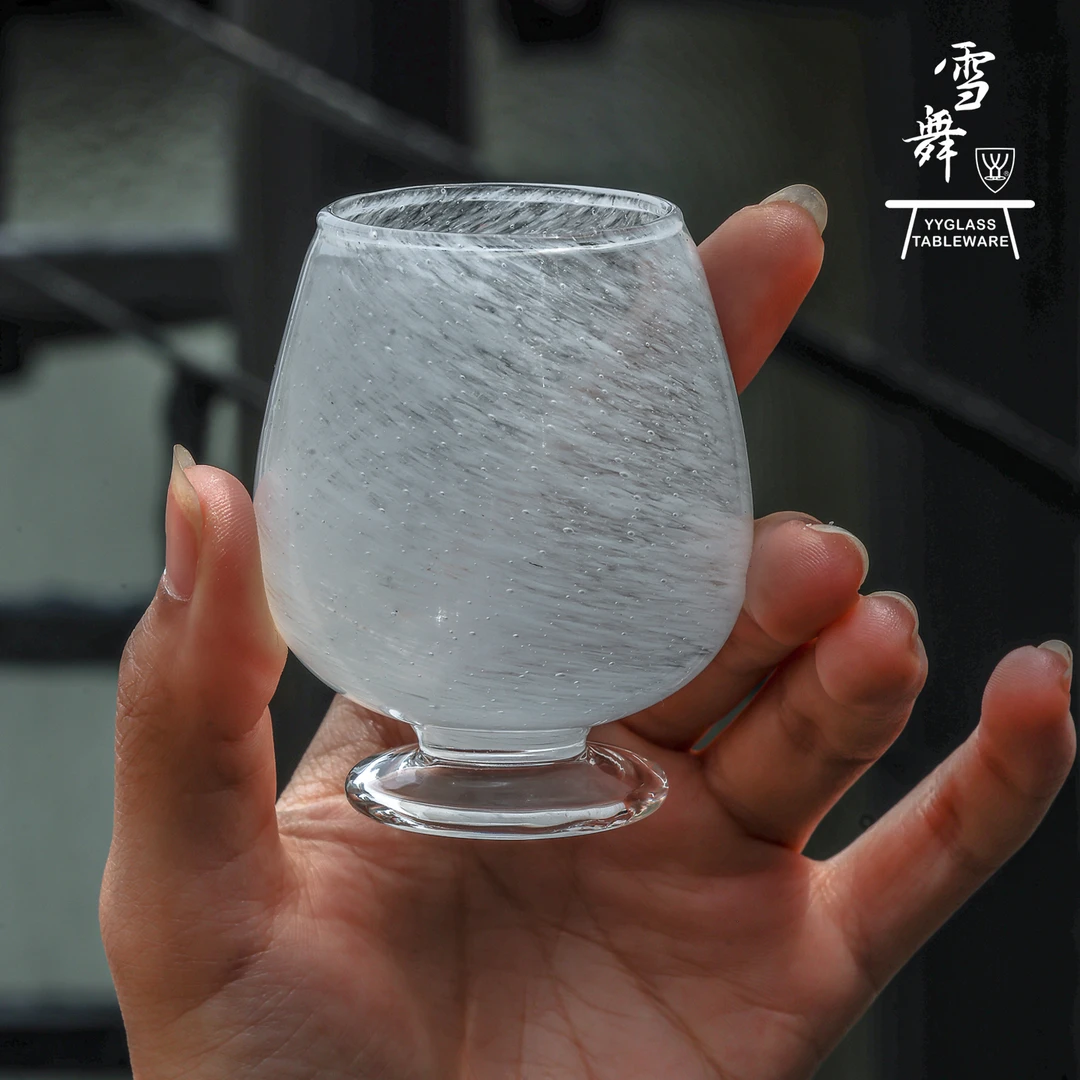 yyglass雪舞冰织系列高硼硅耐高温玻璃茶具灯工全手工吹制罗汉杯