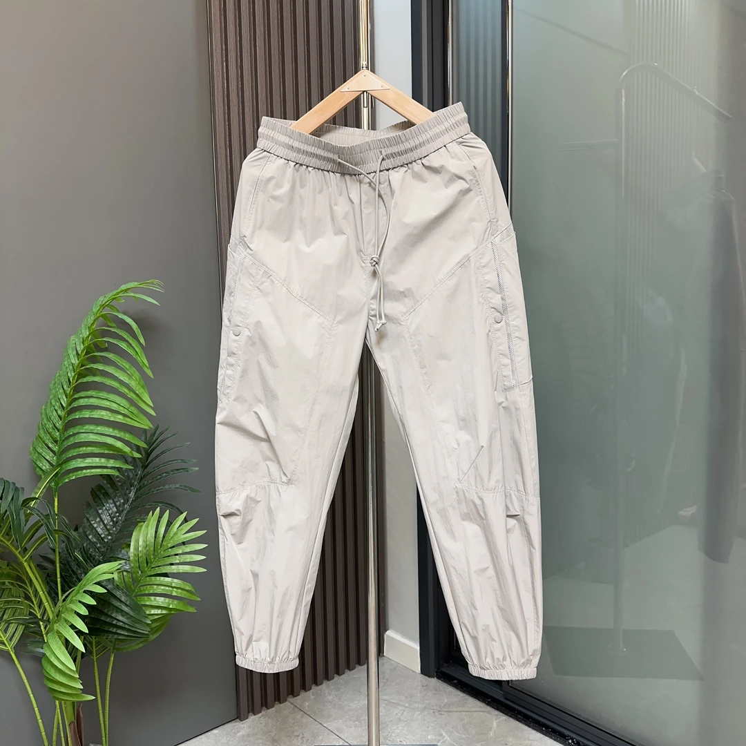 工装风口袋中腰免烫夏季潮休闲裤无弹力春季立体剪裁拼接条纹