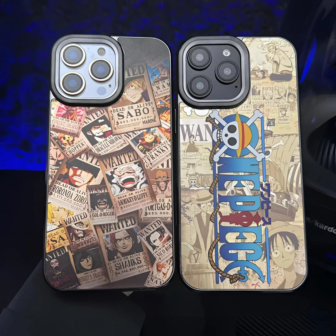 海贼王碳纤纹边框iPhone15promax手机壳14适用苹果13电镀16动漫
