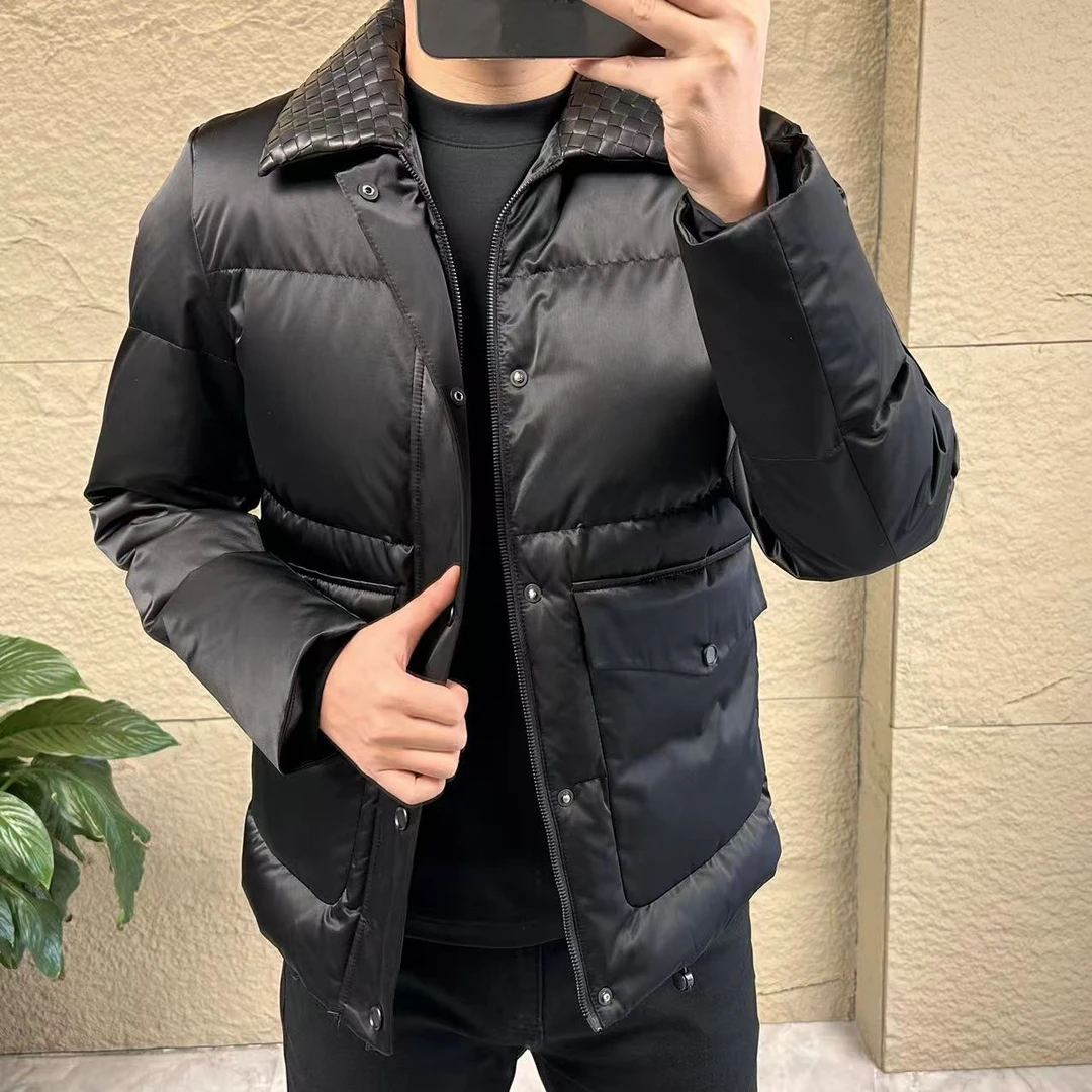 新品｜88909“轻奢”定制款羊皮编织翻领羽绒服