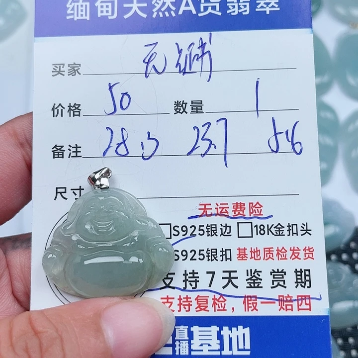 颈饰银S925镶嵌翡翠天然翡翠吊坠