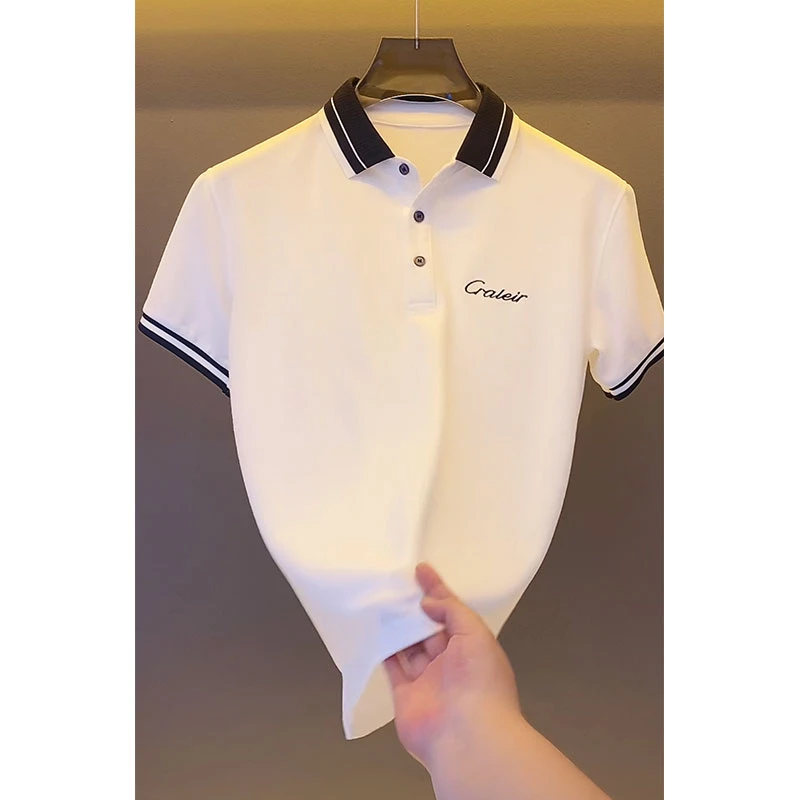 欧洲站轻奢大牌男装Polo上衣202夏季新款ins设计感刺绣短袖POLO衫