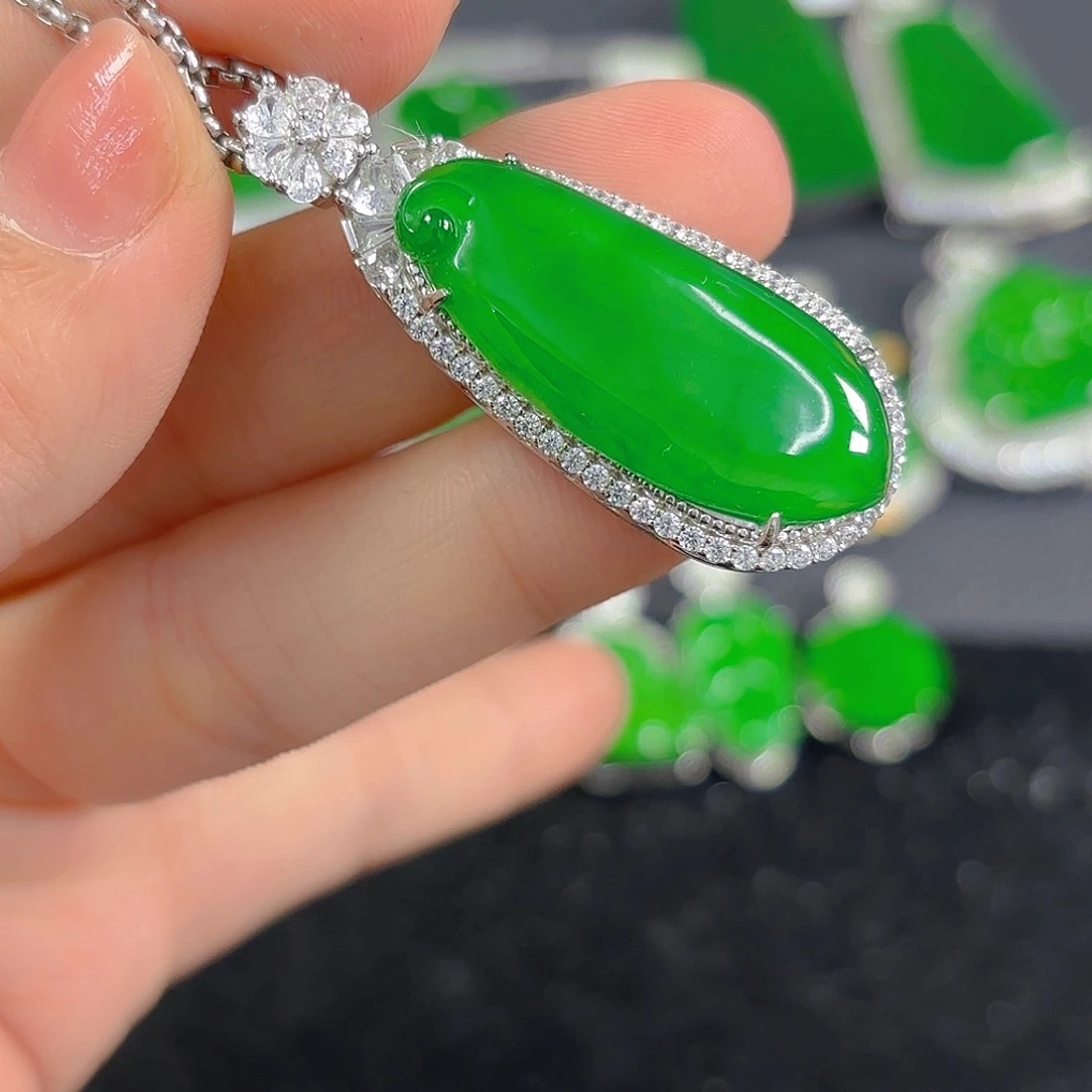 翡翠银S925镶嵌吊坠(不含链)