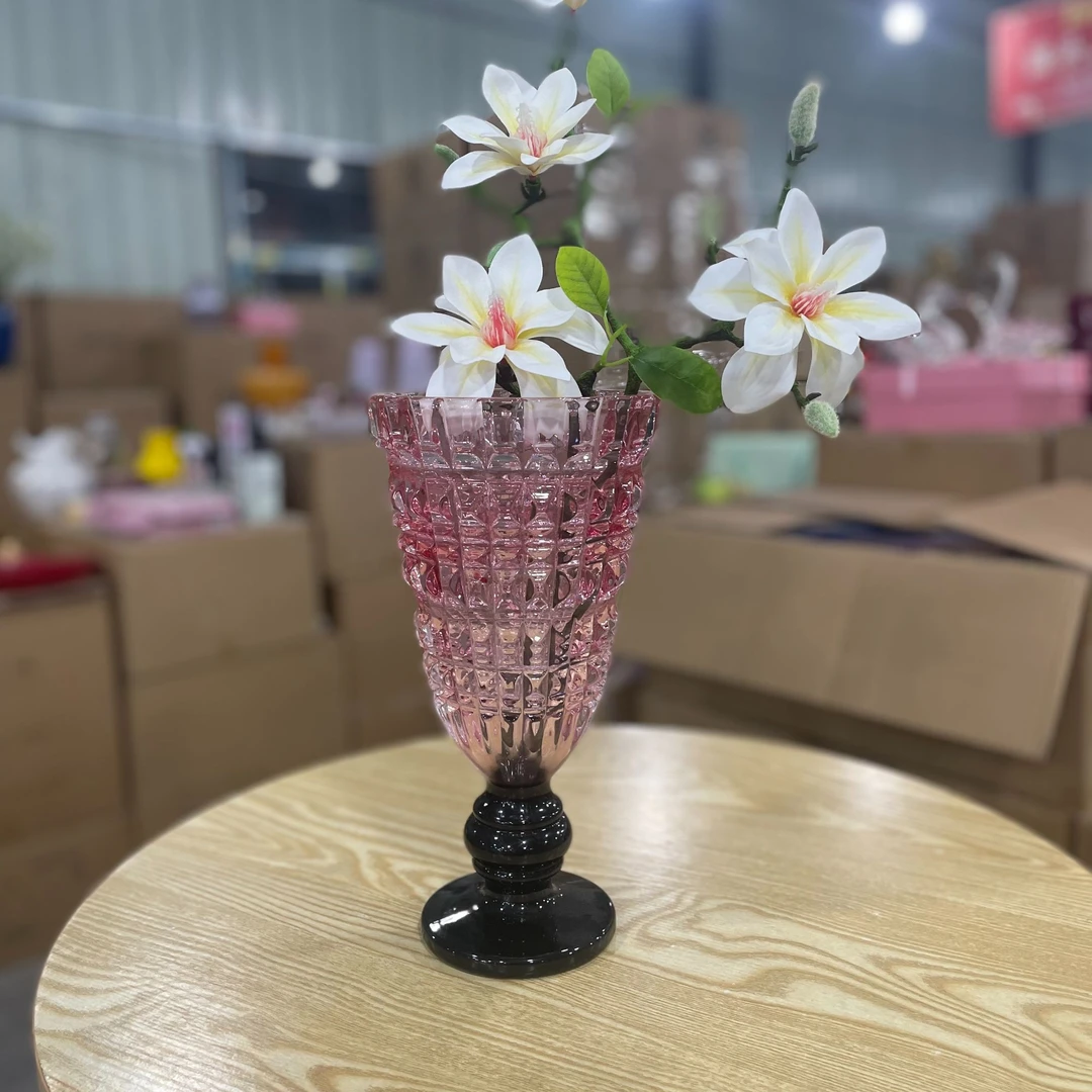 欧式高脚轻奢高级感玻璃花瓶透明水养鲜花玫瑰百合客厅插花摆件大