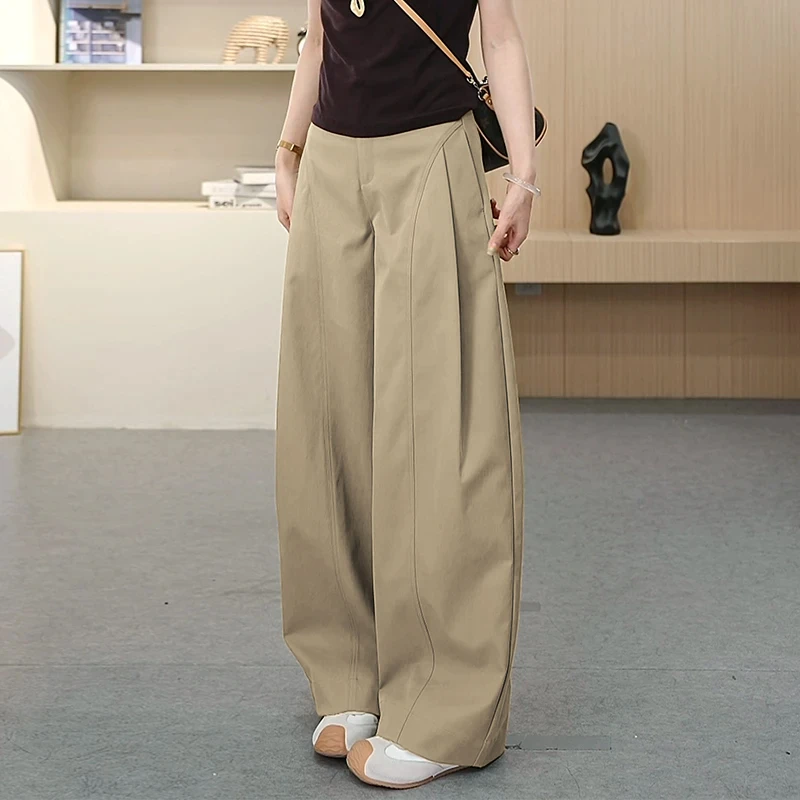 设计感宽松阔腿裤子女2025年春秋新款垂感休闲弯刀裤遮胯香蕉裤子
