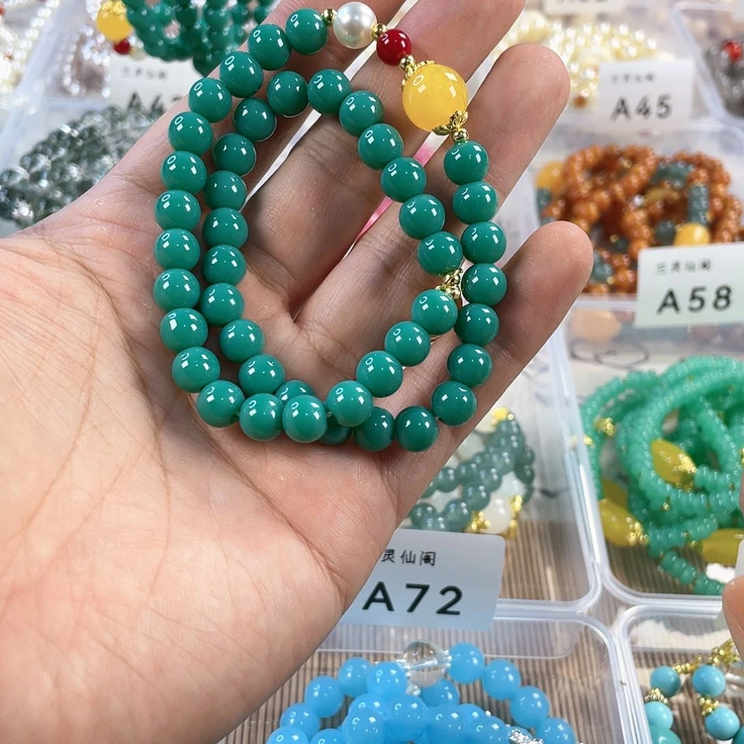 檀香木手串银S925镀金镶嵌