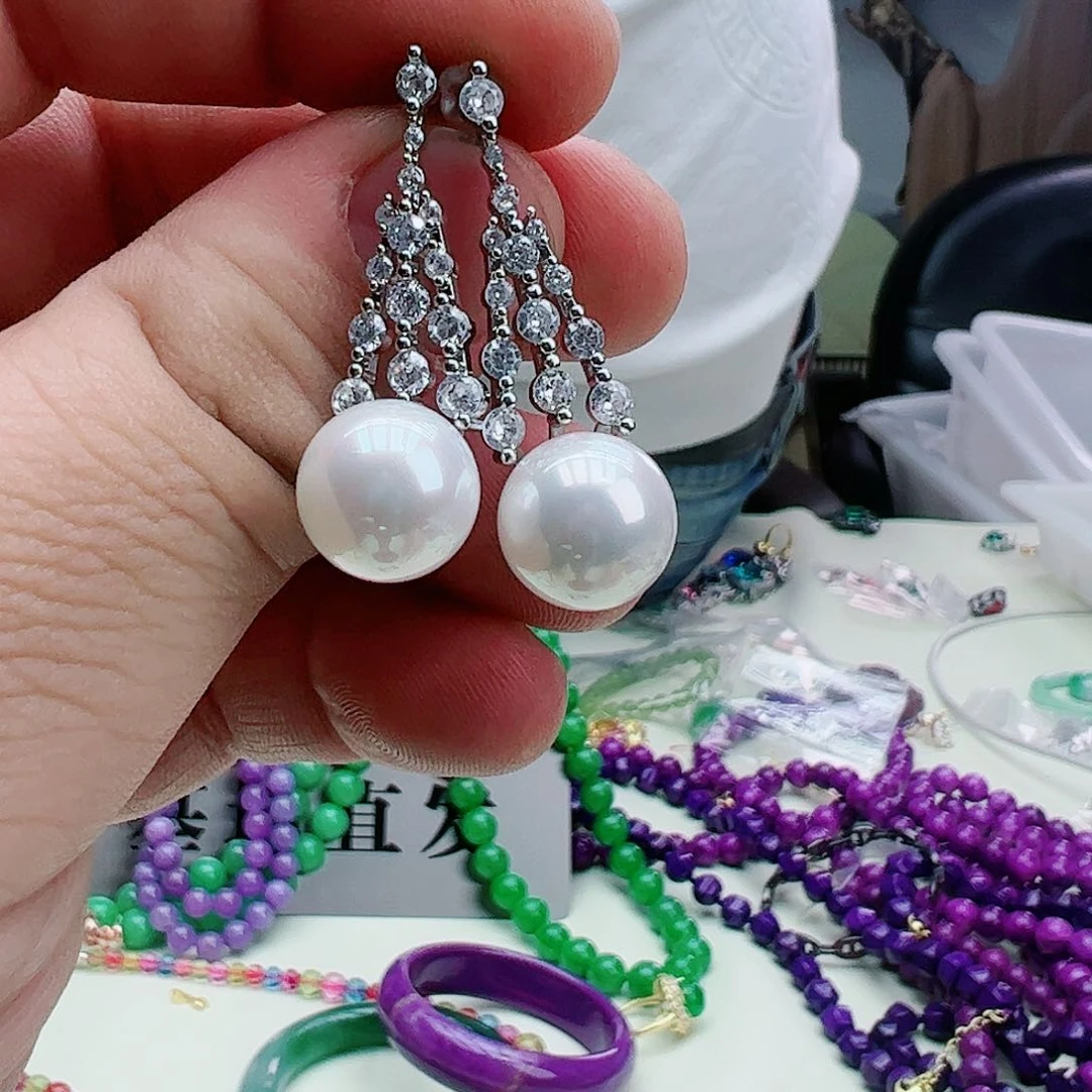 海水珍珠耳饰14K金镶嵌