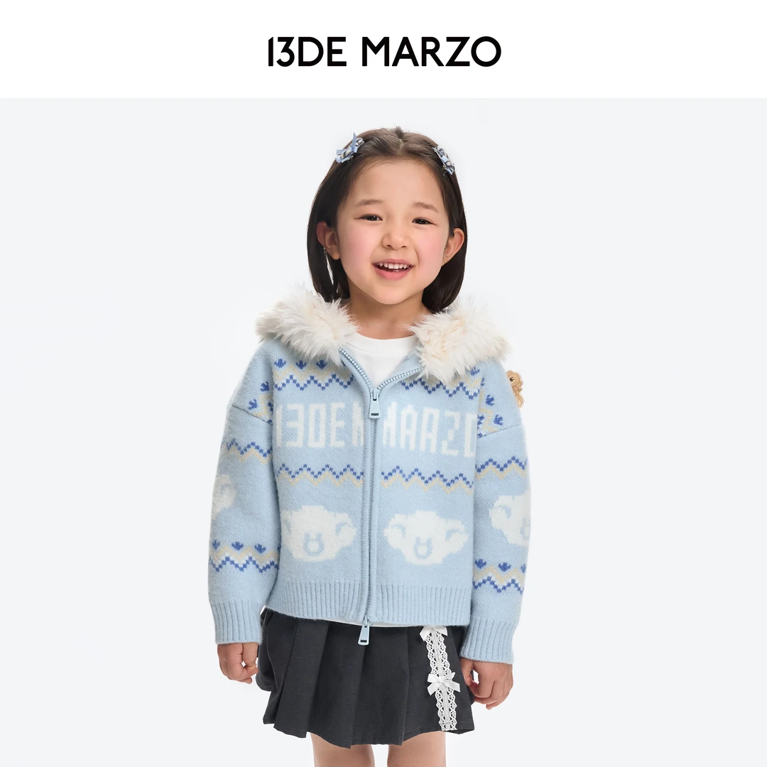 13DE MARZO童装 25早秋新款费尔岛针织开衫毛衣外套专柜同款