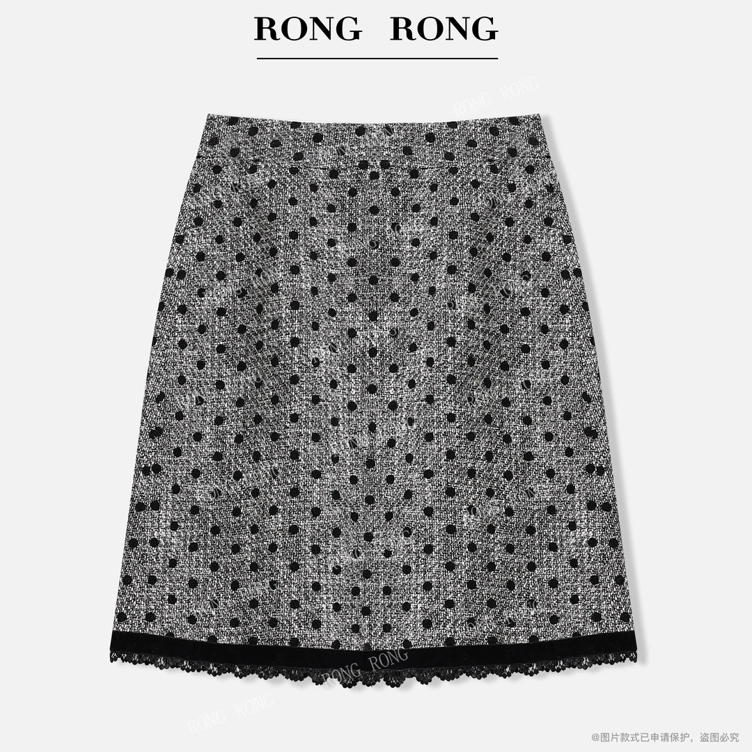 溶溶【格雷小姐】RONGRONG 小香风蕾丝法式晚宴轻奢风半裙C-A208585