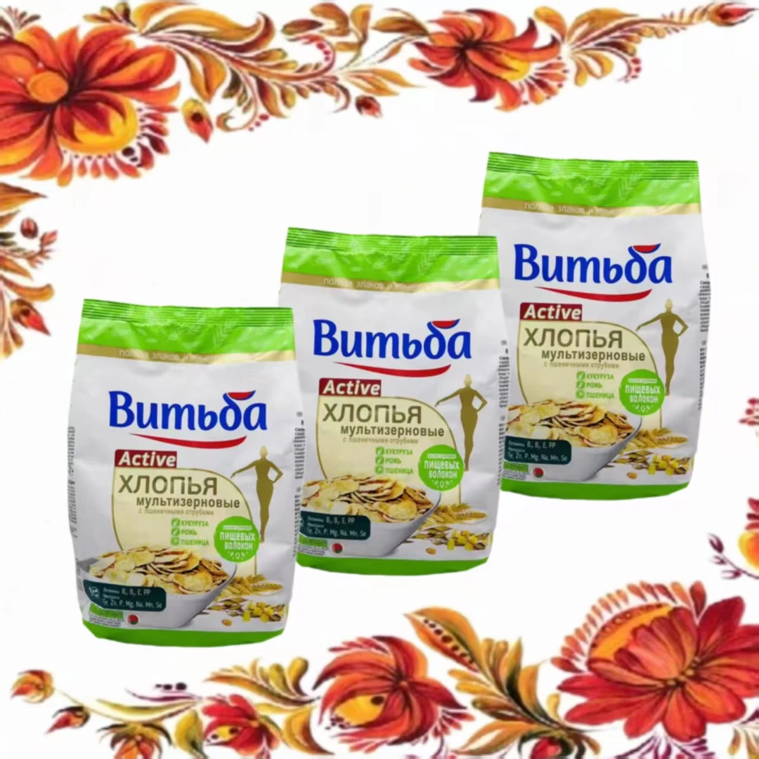 (三袋) 白俄罗斯进口谷物亚麻籽玉米片干吃原味玉米片即食早餐