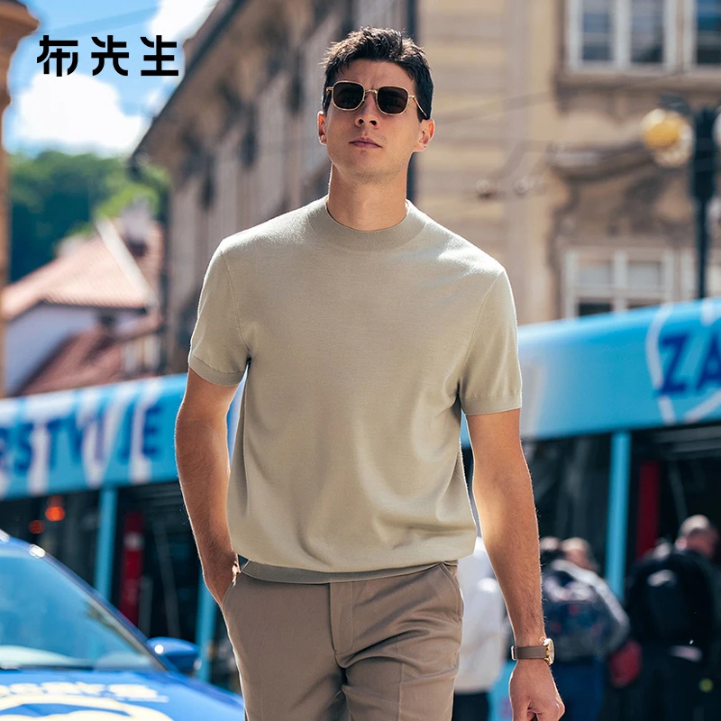 【合集】布先生明星同款短袖毛T男2025秋季针织羊毛衫内搭打底上衣