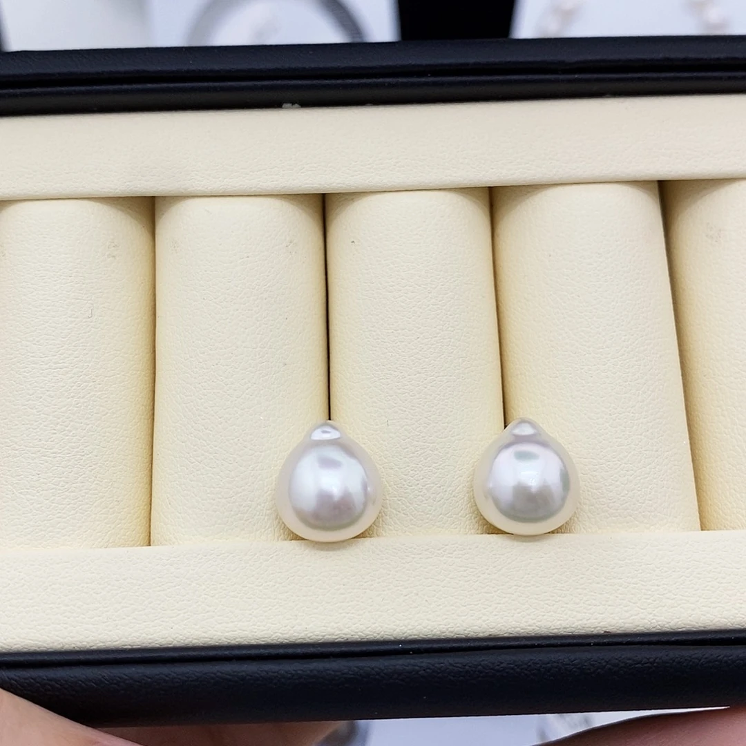 未镶嵌耳饰海水珍珠11-12mm澳白对珠
