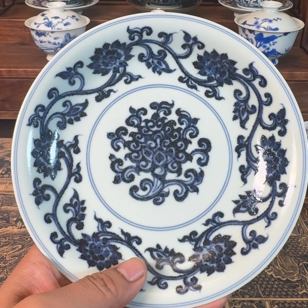 景德镇全手工手绘仿明金刚莲壶承